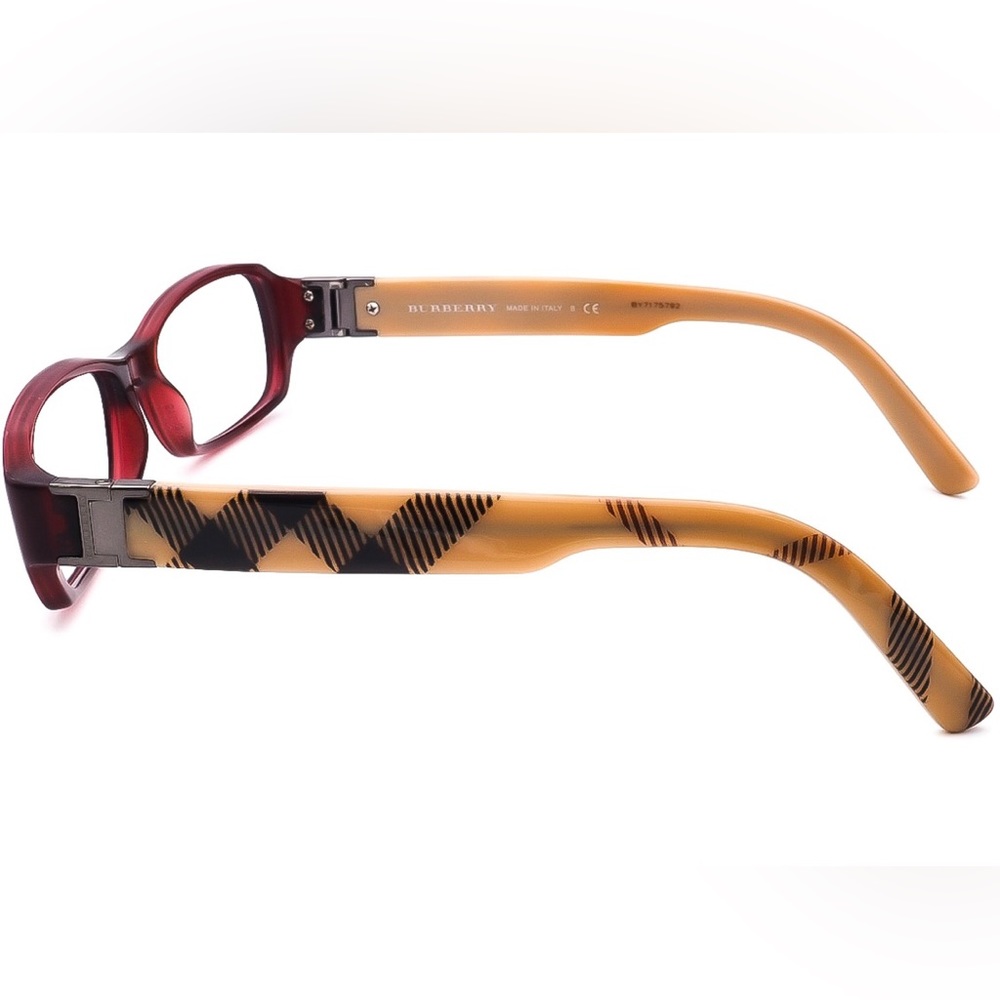 Burberry Burgundy Plaid Rectangular Eyeglasses - image 4